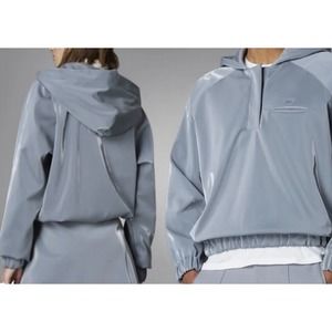 Adidas Blue Version High Shine Halfzip Gender Neutral Unisex Hoodie Sz M HM9220